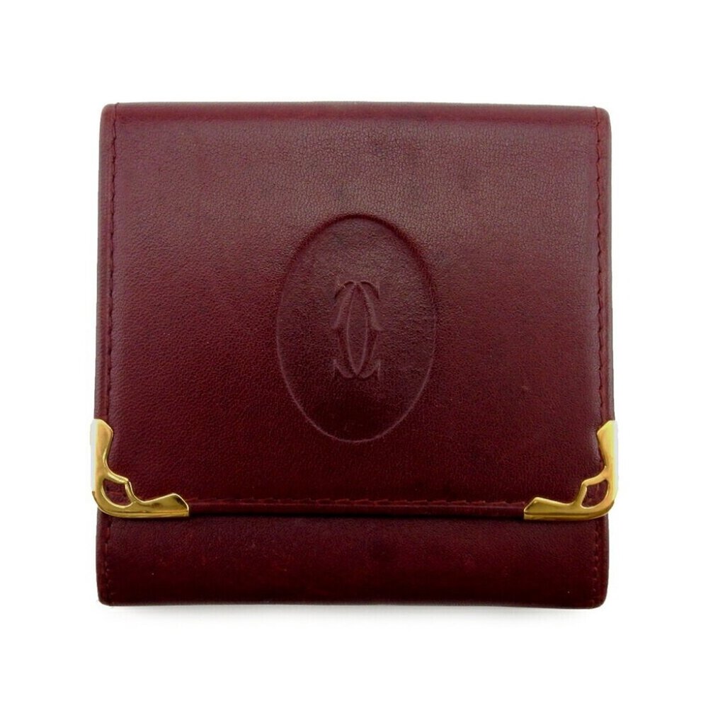 Cartier Coin case Mastrin Bordeaux Leather Authentic USED